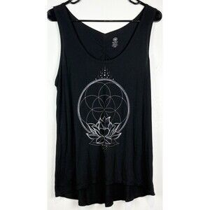 Gaiam Yoga Lotus Ohm Black Womens Large Workout Gym Athletic Tank
